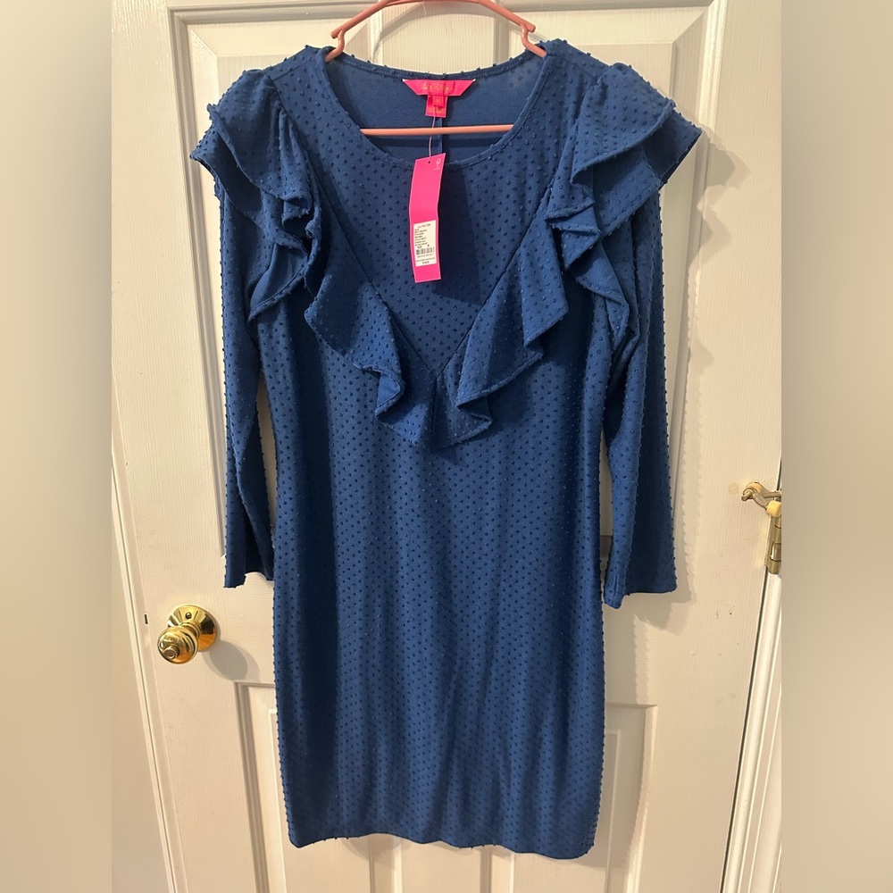 Lilly Pulitzer Blue Ruffled Sheath Dress